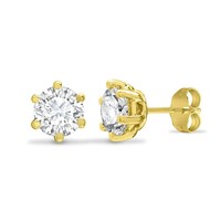9CT GOLD CZ 6 CLAW SOLITAIRE STUD EARRINGS, 5MM