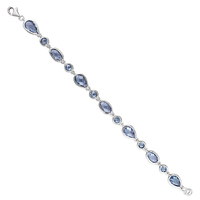Sterling Silver Bracelet  Round, oval and pear-shaped aquamarine-coloured CZ