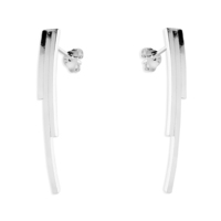 Sterling Silver Earring Plain, curved stud with three graduated bars
