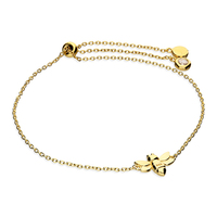 Sterling Silver Bracelet Gold-plated baby bee slider with a cubic zirconia charm