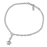 Sterling Silver Anklet 9.5" star charm on chain