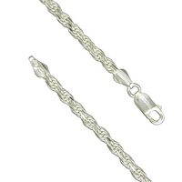 Sterling Silver Bracelet 7.25" solid diamond-cut rope