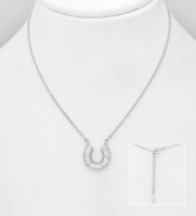 Sterling Silver Necklace Featuring Horseshoe Set with Cubic Zirconia's