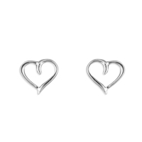 Sterling Silver Earring Small open heart stud