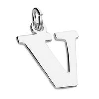 Sterling Silver Pendant Medium Flat Serif Initial V
