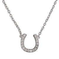 Sterling Silver Necklace 41-46cm Cubic Zirconia Horseshoe on Chain