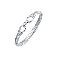 Sterling Silver Bangle Featuring  a Twisted Stirrup Design