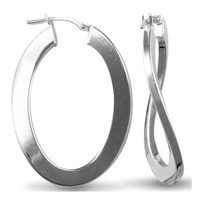 Sterling Silver Polished creole hoop Earrings 023