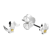 Sterling Silver Earring Two-tone cute duck with yellow gold-plated star stud