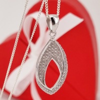 Sterling Silver Micro Pave Cubic Zirconia Pendant & Chain