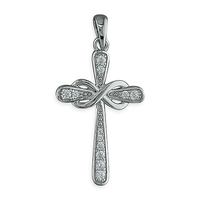 Sterling Silver Cross  Rhodium-plated cubic zirconia infinity