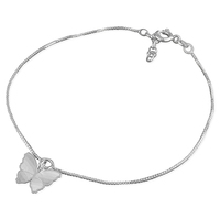 Sterling Silver Anklet 10" Butterfly Charm on a Box Chain