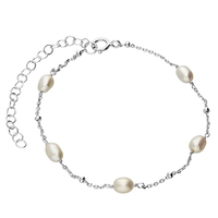 Sterling Silver Bracelet 8.5" Freshwater Pearl and Beaded
