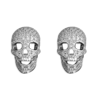 Sterling Silver Earrings Cubic zirconia skull studs