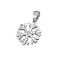 Sterling Silver Pendant Cubic Zirconia Snowflake