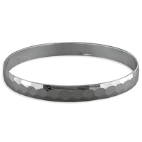 Sterling Silver Bangle 8mm Wide Solid Slave with Beehive Facets