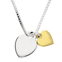 Sterling Silver Necklace 40-45cm Gold-Plated Small Double Heart