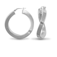 Sterling Silver Square Tube Curved Hoop Earrings