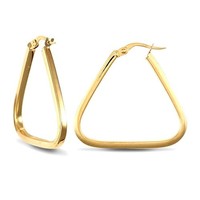 9ct Yellow Square Tube Triangle Shape Hoop Earrings