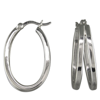 Sterling Silver Earring Angled double oval creole