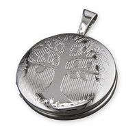 Sterling Silver Locket 16mm rhodium-plated round Tree of Life