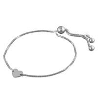 Sterling Silver Bracelet Small plain heart slider