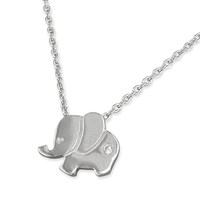 Sterling Silver Necklace 42-44cm small elephant with cubic zirconia