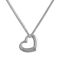 Sterling Silver Necklace Open heart on 41cm/16in chain