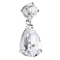 Sterling Silver Pendant AAA Cubic zirconia round/pear drop