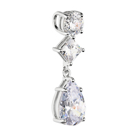 Sterling Silver Pendant AAA Cubic zirconia round/princess/pear drop