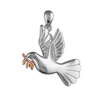 Sterling Silver Pendant Two-tone dove of peace