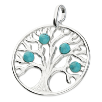 Sterling Silver Pendant Reconstituted turquoise 'Tree of Life' medallion