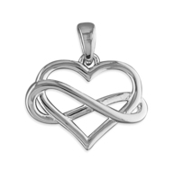 Sterling Silver Pendant Plain infinity entwined heart