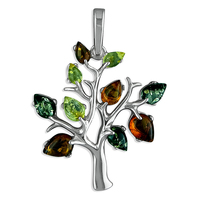 Sterling Silver Pendant Mixed amber tree-of-life