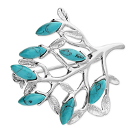 Sterling Silver Brooch Turquoise 'Tree of Life' brooch