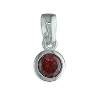 Sterling Silver Pendant January birthstone rub over cubic zirconia