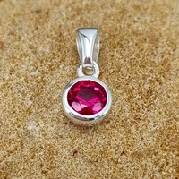 Sterling Silver Pendant July birthstone rub over cubic zirconia
