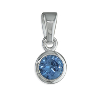 Sterling Silver Pendant March birthstone rub over cubic zirconia