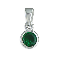 Sterling Silver Pendant May birthstone rub over cubic zirconia