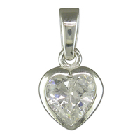 Sterling Silver Pendant  Cubic zirconia heart