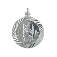 Sterling Silver St Christopher Large double-sided modern travel design