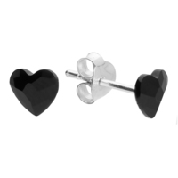 Sterling Silver Earring Black heart shape crystal stud