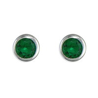 Sterling Silver Earring May birthstone rub over cubic zirconia stud