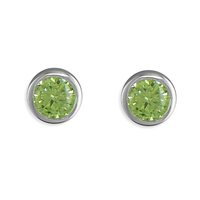 Sterling Silver Earring August birthstone rub over cubic zirconia stud