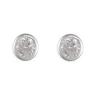 Sterling Silver Earring April birthstone rub over cubic zirconia stud