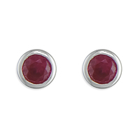 Sterling Silver Earring January birthstone rub over cubic zirconia stud