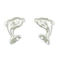 Sterling Silver Earring  Dolphin cubic zirconia stud