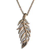 Sterling Silver Necklace Rose gold-plated white cubic zirconia feather