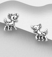 Sterling Silver Oxidized Baby Deer Stud Earrings