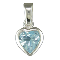 Sterling Silver Pendant  Blue topaz heart